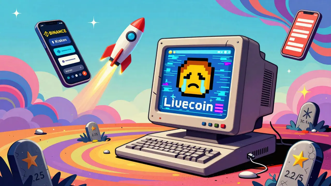 Cracking computer with frozen wallet and sad user, while better exchanges fly away