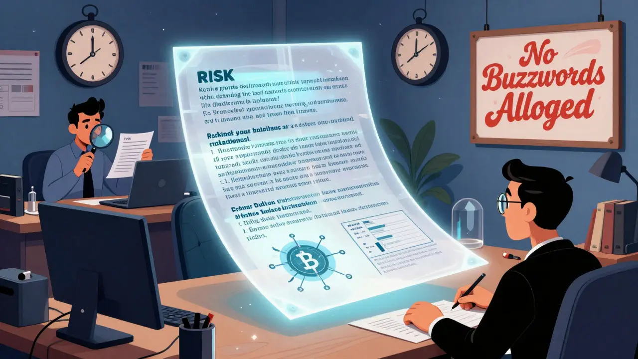 A floating whitepaper with compliance details in a Maltese crypto office under scrutiny.