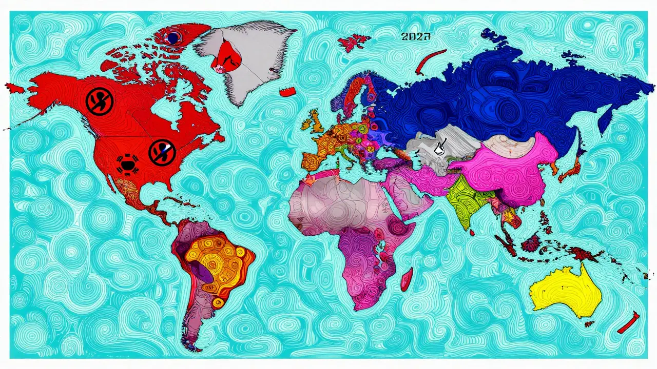 Colorful map showing different global regulatory stances on privacy cryptocurrencies