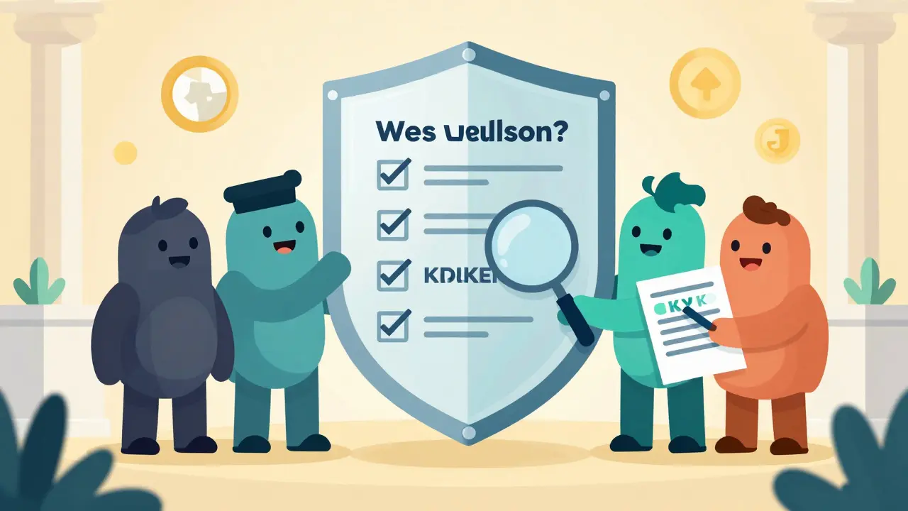 Friendly characters behind a transparent shield representing safe crypto exchanges