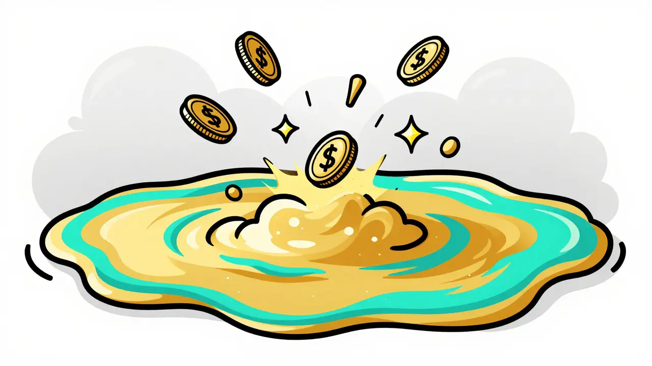 Vector art showing concentrated liquidity pools with vibrant colors.