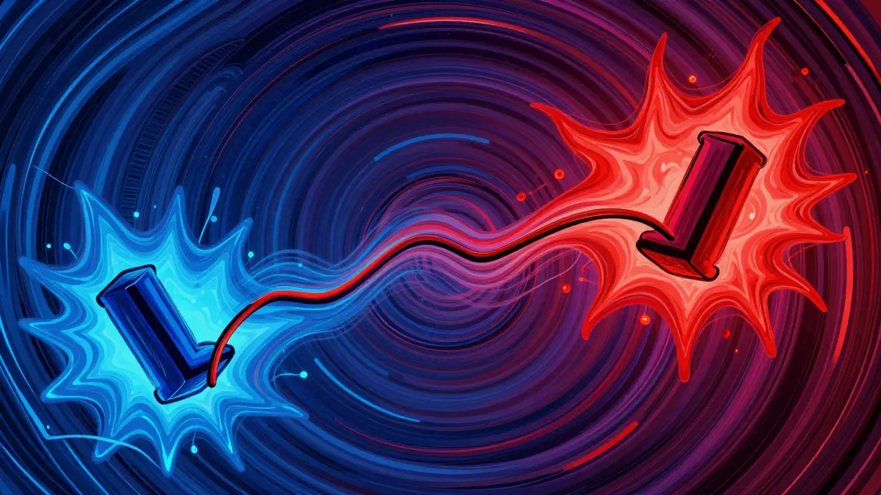 Abstract art showing assets diverging on a colorful curve representing loss