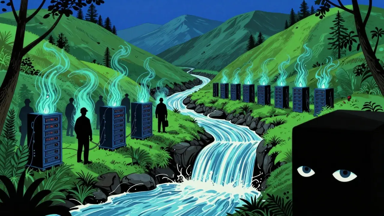 Underground crypto mining in Nepal depicted in a vibrant, psychedelic art style.