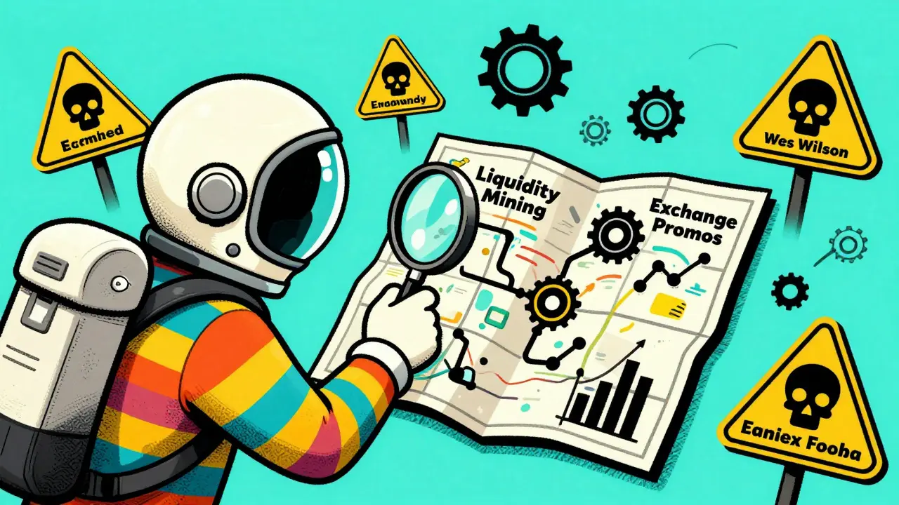 Character hunting for liquidity mining opportunities while avoiding scams