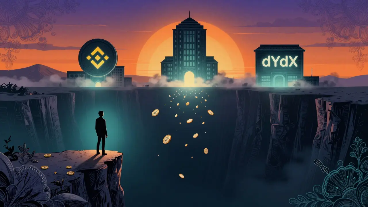 Illustration of lost funds falling into void while safer platforms stand firm