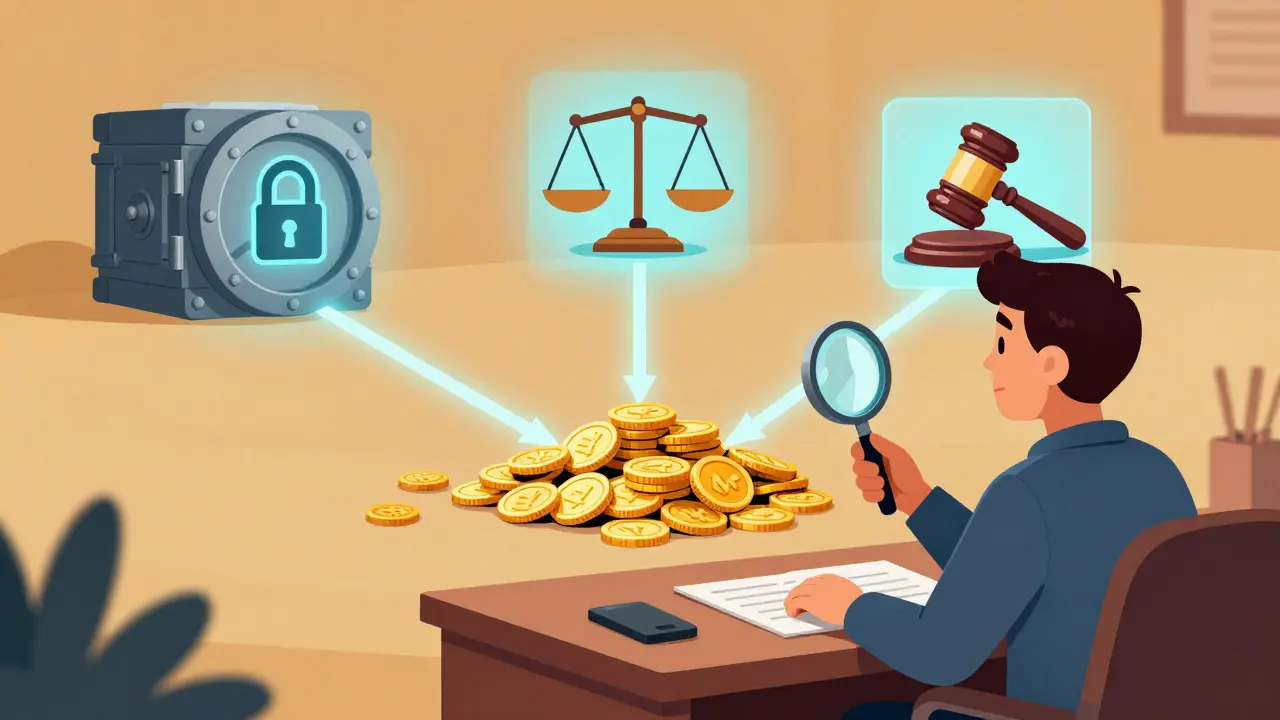 Character analyzing three investment paths for newly received tokens
