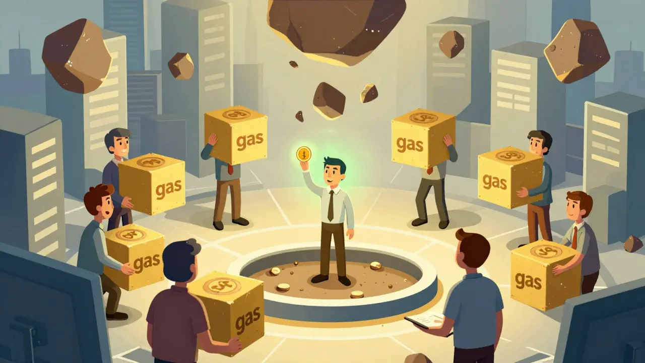 Illustration of a trader making a low-cost exchange while others pay high gas fees
