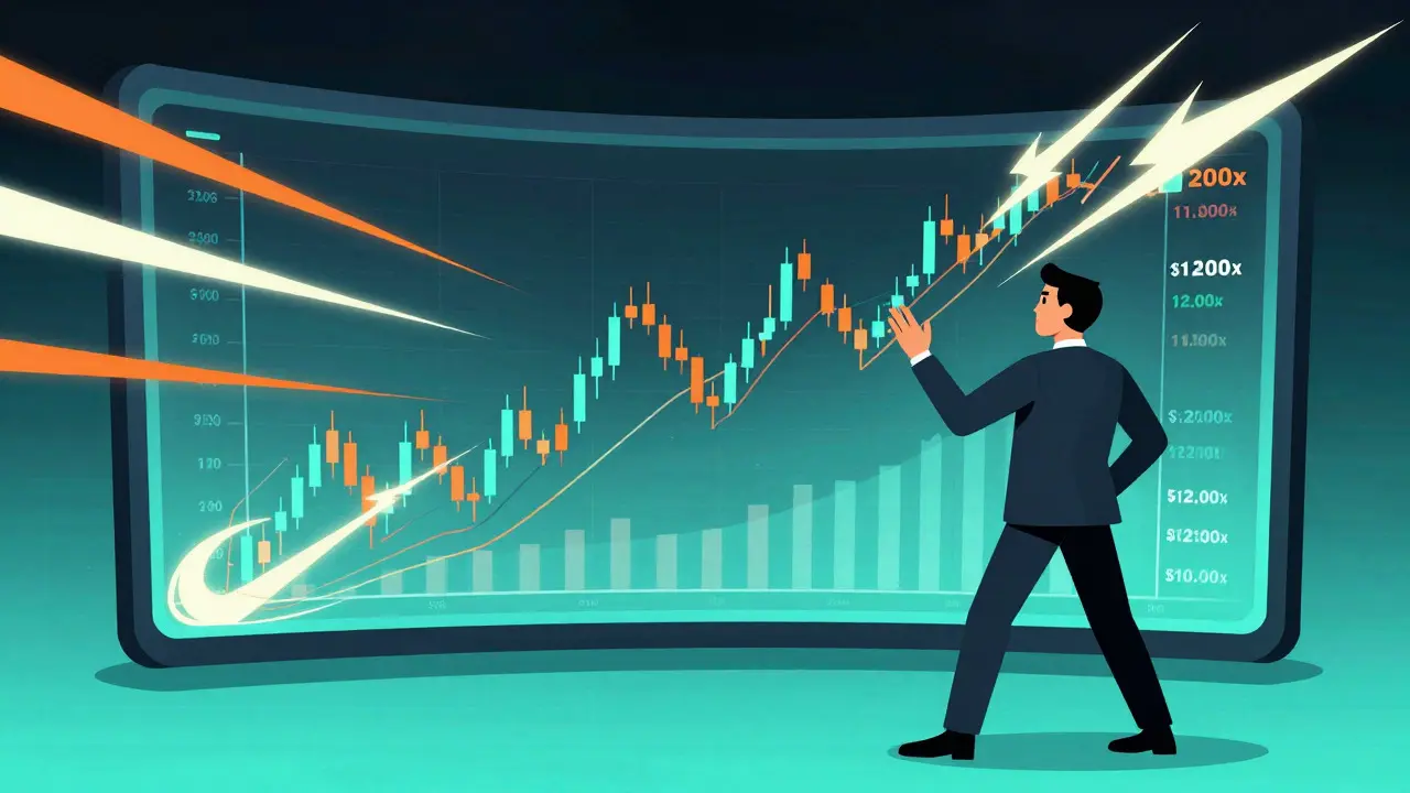 Illustration of a trader monitoring high-leverage futures charts on a screen