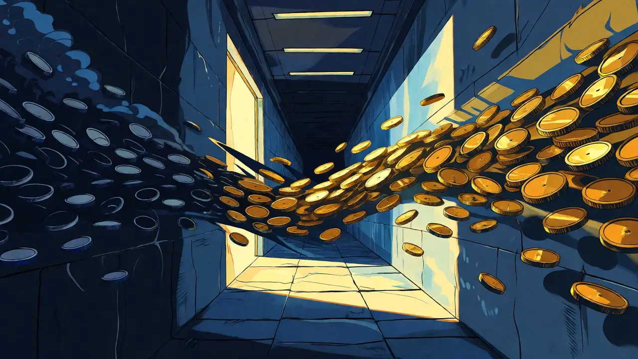 Abstract art showing concentrated liquidity flows in bright vs dark zones