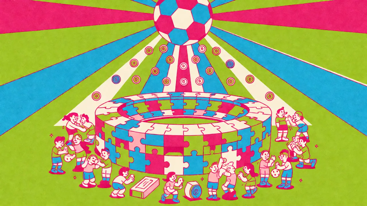 Abstract circular diagram of a soccer-themed blockchain economy