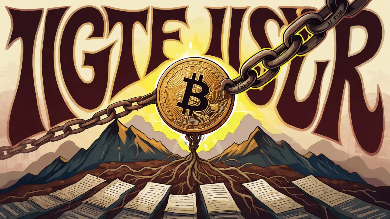 Bitcoin coin weighed down by tax chains and long-term record-keeping roots.