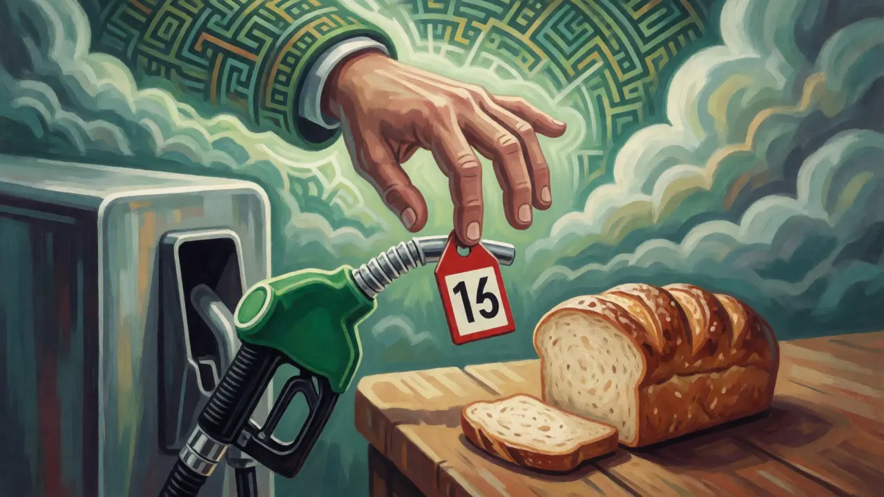 Illustration of financial markets influencing gas and food prices