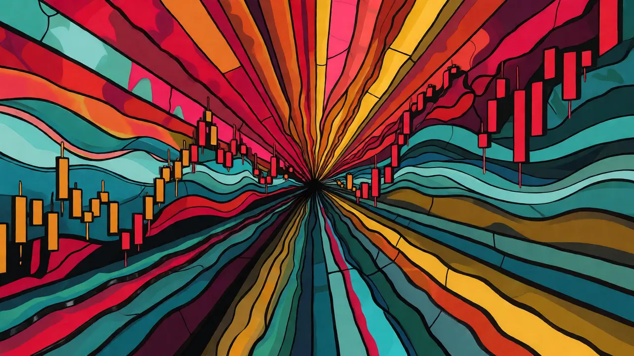 Abstract Wes Wilson style artwork with exploding colors representing crypto market volatility and liquidity.