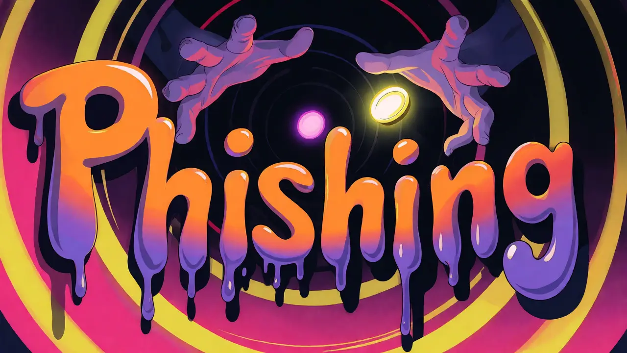 Wes Wilson style illustration of ghostly hands grabbing coins from a swirling vortex.